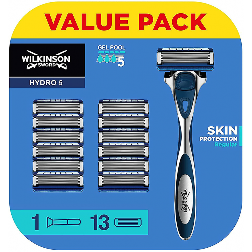 Wilkinson „Hydro 5 Skin Protection“ Įprastas skustuvas su keičiamais peiliukais vyrams 1vnt + papildymas 13vnt. – 2
