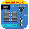 Wilkinson „Hydro 5 Skin Protection“ Įprastas skustuvas su keičiamais peiliukais vyrams 1vnt + papildymas 13vnt. Wilkinson „Hydro 5 Skin Protection“ Įprastas skustuvas su keičiamais peiliukais vyrams 1vnt + papildymas 13vnt.