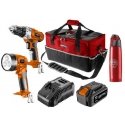 Set of tools for battery charging, 04-600-M4K, wiertarka/torka/battery/charger/thermos/bag, 18V, 6 parts, Neo Tools Set of tools for battery charging, 04-600-M4K, wiertarka/torka/battery/charger/thermos/bag, 18V, 6 parts, Neo Tools