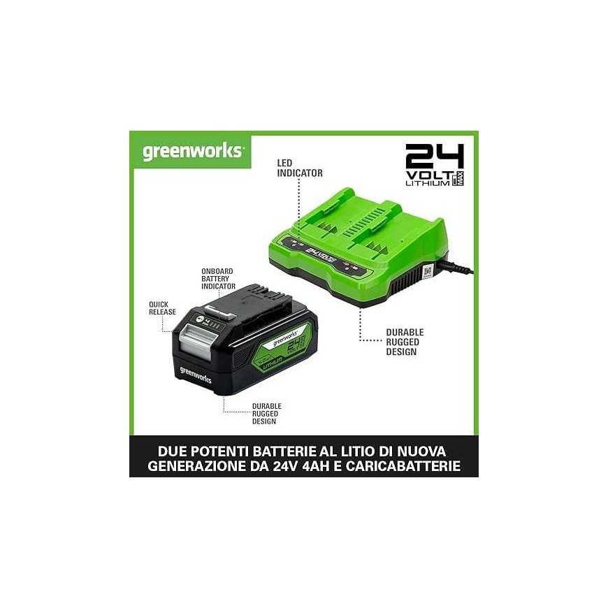Accessory set Greenworks GSK24B4X 24 V 2x4.0 Ah + charger – 3