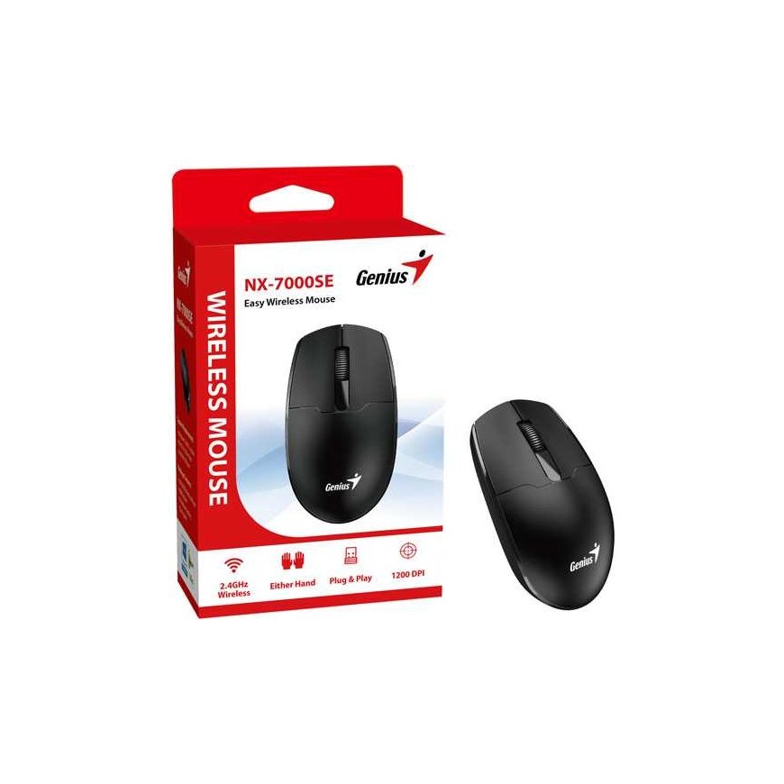 Mouse Genius Mouse NX-7000SE, 1200DPI, 2.4 [GHz], optical, 3cl., wireless, black, 1 pc AA – 4