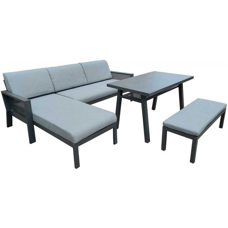 Outdoor furniture set Garden furniture set DELGADO corner sofa, table and bench