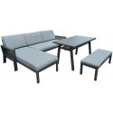 Outdoor furniture set Garden furniture set DELGADO corner sofa, table and bench Outdoor furniture set Garden furniture set DELGADO corner sofa, table and bench