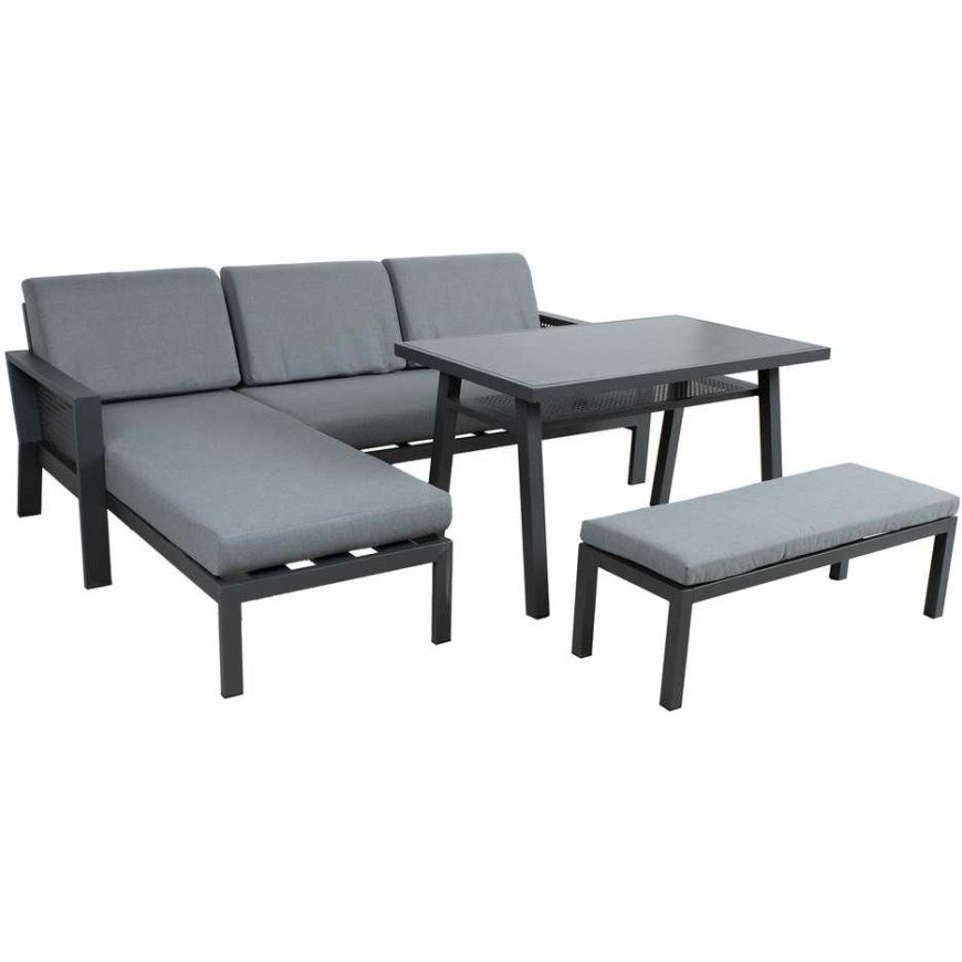 Lauko baldų komplektas Sodo baldų komplektas DELGADO corner sofa, table and bench – 3
