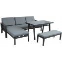 Lauko baldų komplektas Sodo baldų komplektas DELGADO corner sofa, table and bench
