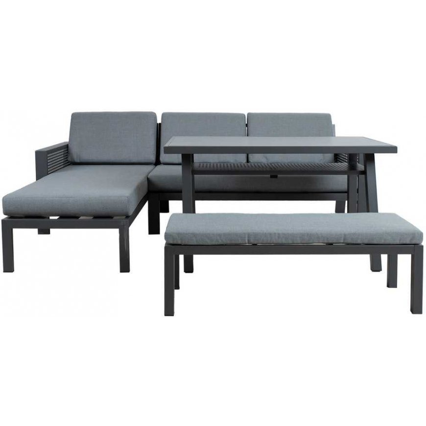 Lauko baldų komplektas Sodo baldų komplektas DELGADO corner sofa, table and bench – 4
