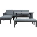 Lauko baldų komplektas Sodo baldų komplektas DELGADO corner sofa, table and bench