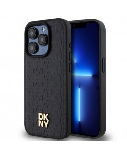 DKNY PU Leather Repeat Pattern Stack Logo MagSafe Case for iPhon