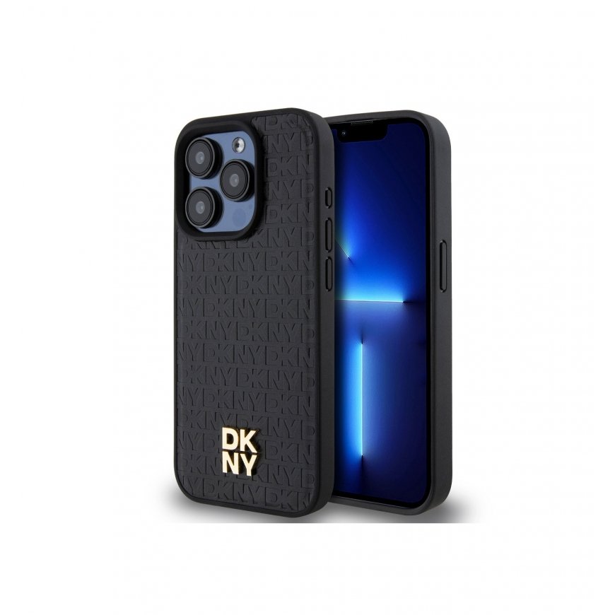 DKNY PU Leather Repeat Pattern Stack Logo MagSafe Case for iPhon – 2