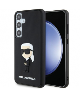 Original Front Panel Case Karl Lagerfeld KLHCS24S3DRKINK for SASMSUNG S24 (3D RUBBER IKONIK NFT) Black