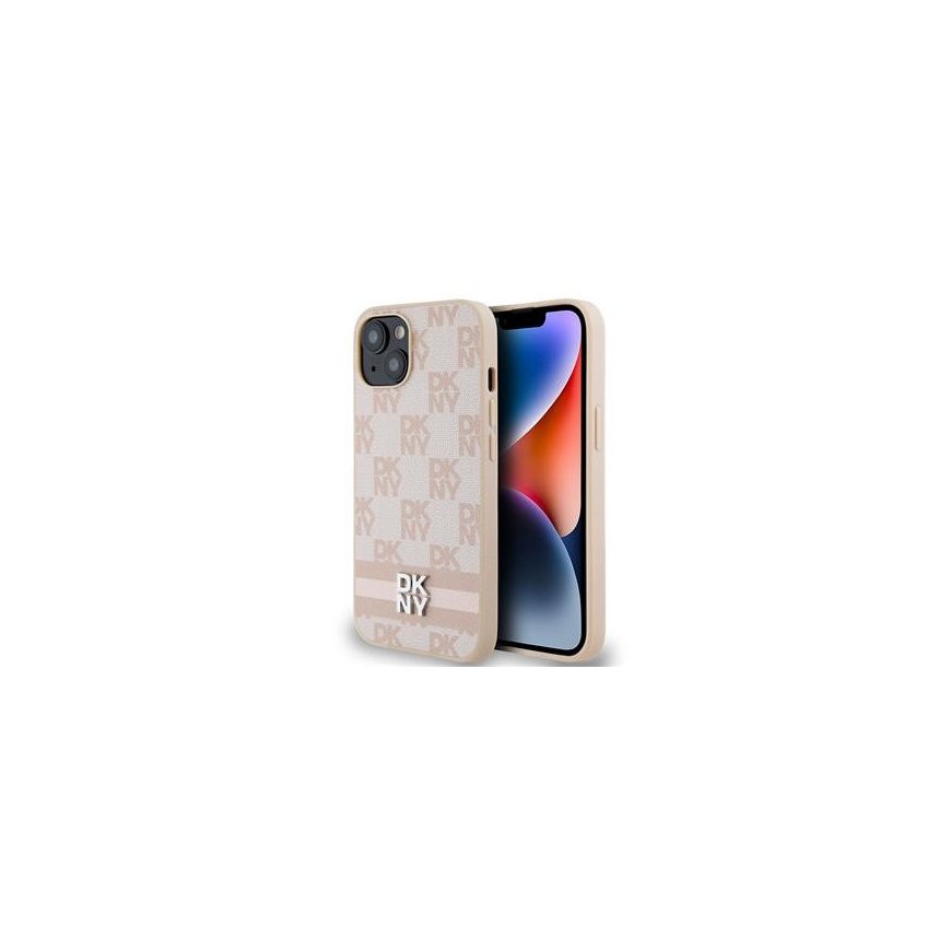 DKNY PU Leather Checkered Pattern and Stripe Case for iPhone 15 – 2