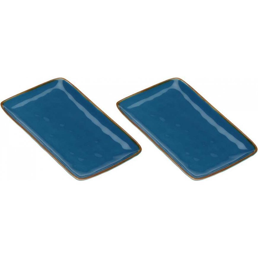 Rose&Tulipani Set of 2 rectangular Concerto Blu Avio - Granatowy, 27 x 19 cm