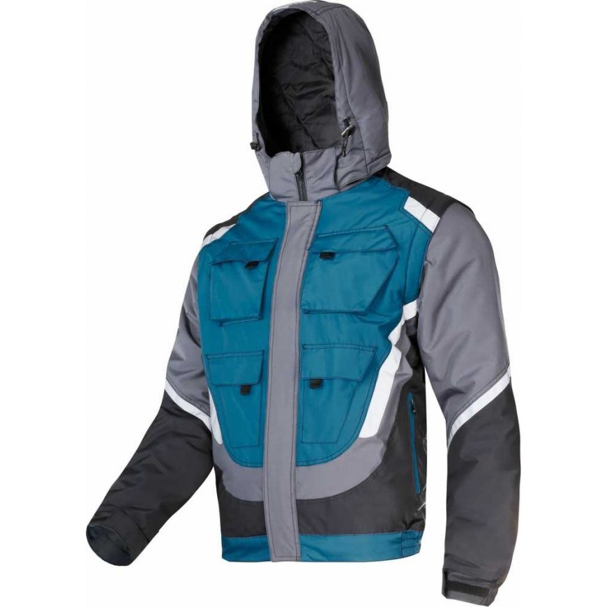 Lahti Pro Black Gray Turquoise Insulated Reflective Jacket M (L4092402) – 2
