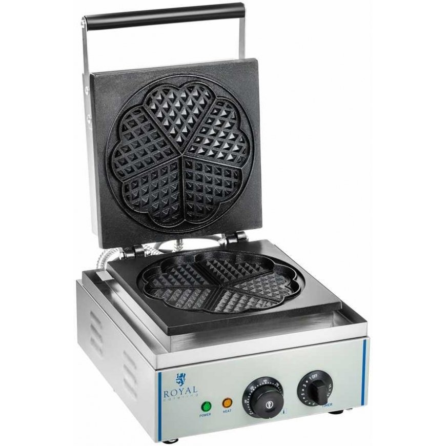Royal Catering Teflon coated waffle iron for round waffles, heart rosette, diameter. 21 cm – 2