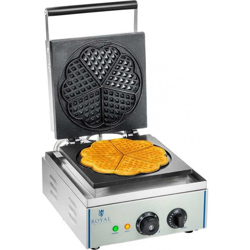Royal Catering Teflon coated waffle iron for round waffles, heart rosette, diameter. 21 cm – 5