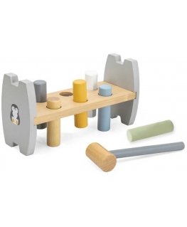 Viga Toys Viga Polarb Wooden Piercer with Hammer Montessori Penguins