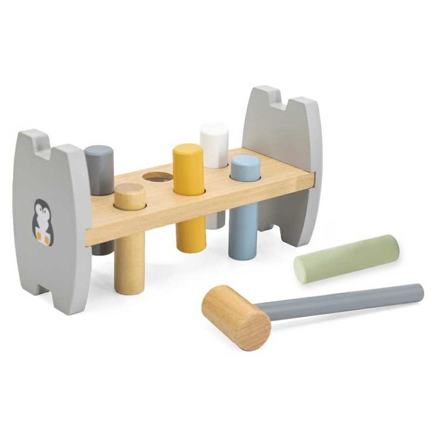 Viga Toys Viga Polarb Wooden Piercer with Hammer Montessori Penguins