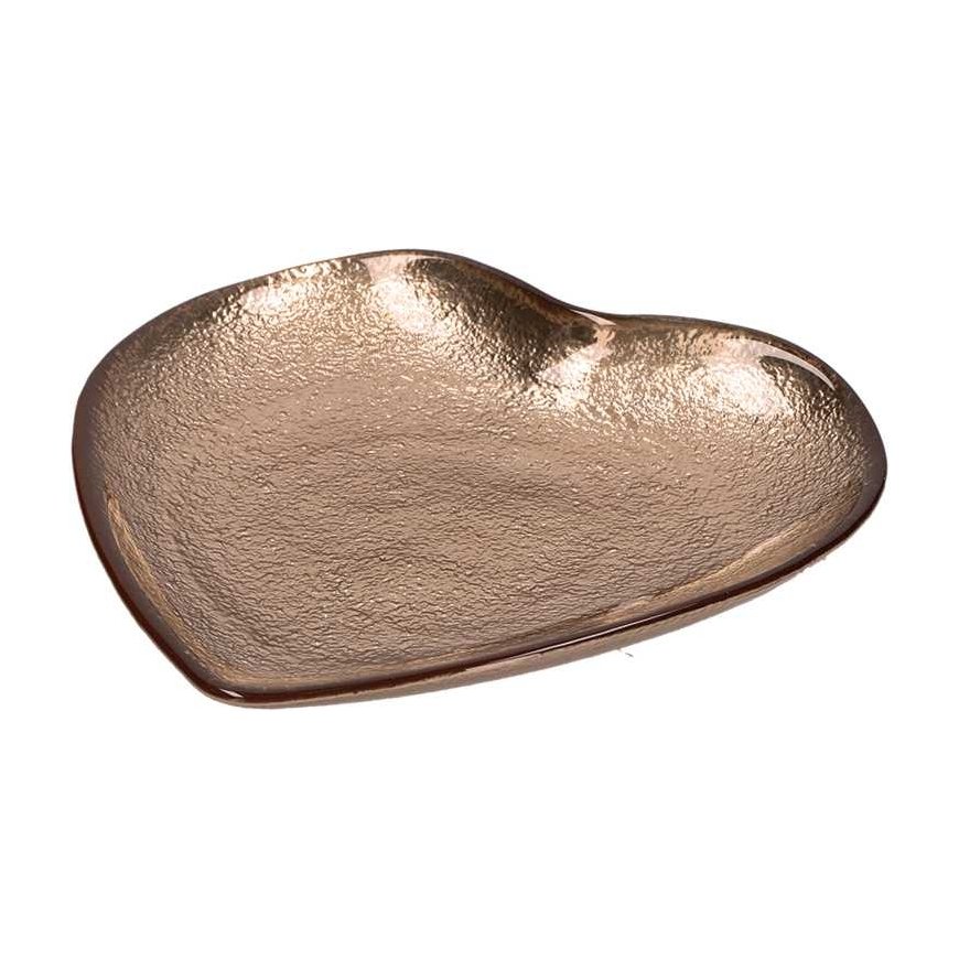 Rituali Domestici Szklany talerz w kształcie serca Neimieipensieri - Auksinis, 14 cm – 2