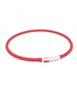 TRIXIE LED collar USB, silicone, XS-XL 70cm/10mm, red