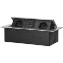 Orno Furnishings socket recessed at the top with a flat milled edge and USB charger, 2x2P+E (Schuko), 2xUSB (type A+C 3.6A), sil Orno Furnishings socket recessed at the top with a flat milled edge and USB charger, 2x2P+E (Schuko), 2xUSB (type A+C 3.6A), sil