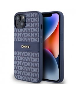 DKNY PU Leather Repeat Pattern Stack Logo MagSafe Case for iPhon