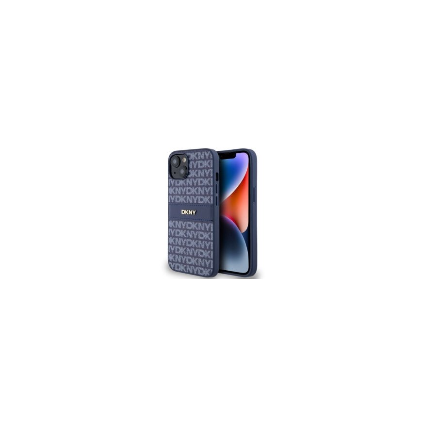 DKNY PU Leather Repeat Pattern Stack Logo MagSafe Case for iPhon