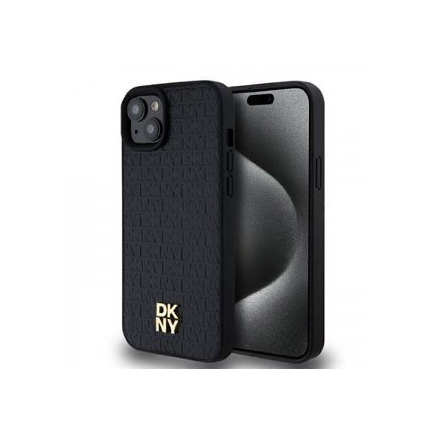 DKNY PU Leather Repeat Pattern Stack Logo MagSafe Case for iPhon – 2