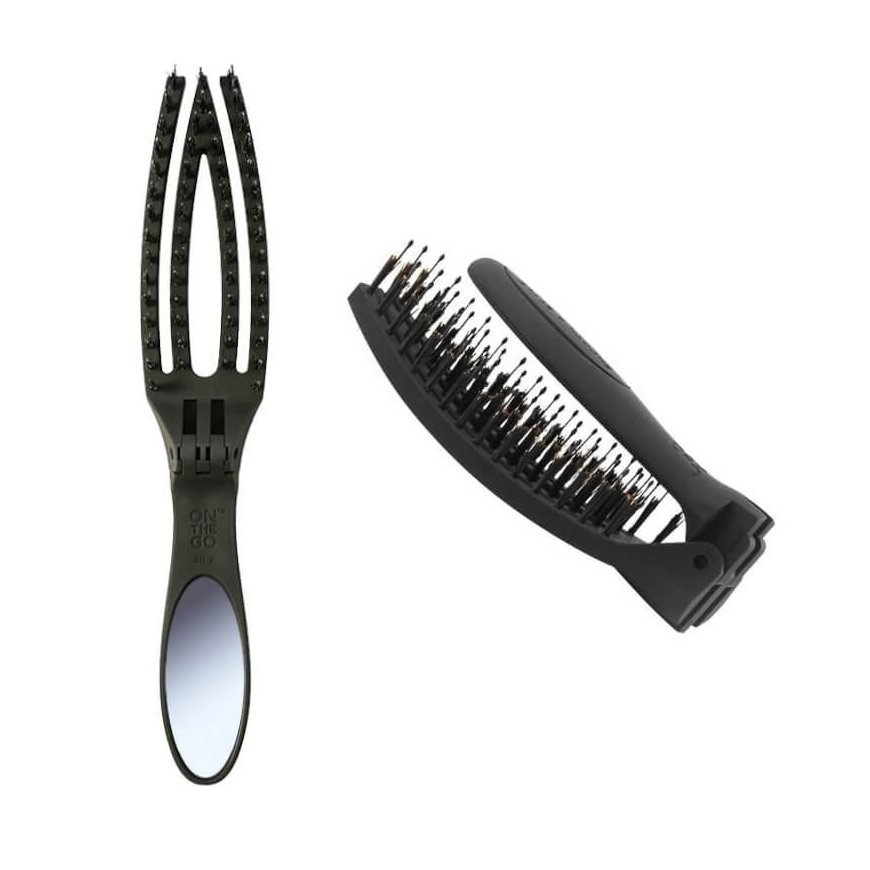 Folding hair brush Olivia Garden Folding On The Go Smooth & Style, combined bristles, with mirror – 2