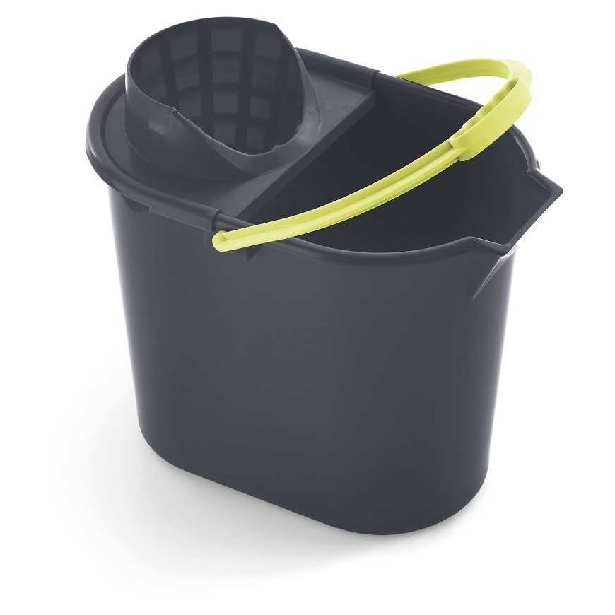 Owalne wiadro su wyciskaczem Mery - 12 ltr, Gray