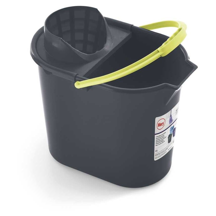 Owalne wiadro su wyciskaczem Mery - 12 ltr, Gray – 2