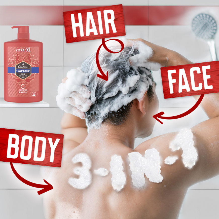 Old Spice Captain Shower Gel and Shampoo for Men, 1000 ml – 5