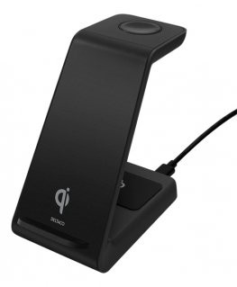 Deltaco QI-1037 mobile device charger Headphones, Mobile phone, Smartwatch Black Battery, USB Wireless charging Indoor