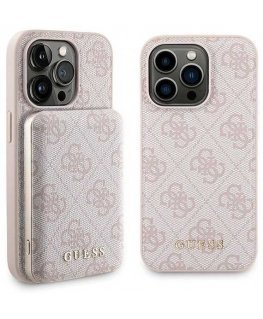 Case Set Guess GUBPM5P14L4GEMGP iPhone 14 Pro 6.1" hardcase + Powerbank 5000mAh MagSafe pink/pink 4G Metal Logo