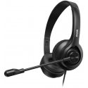 Marvo HP1001, headphones with microphone, volume control, black, 2 x 3.5 mm Jack