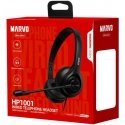 Marvo HP1001, headphones with microphone, volume control, black, 2 x 3.5 mm Jack