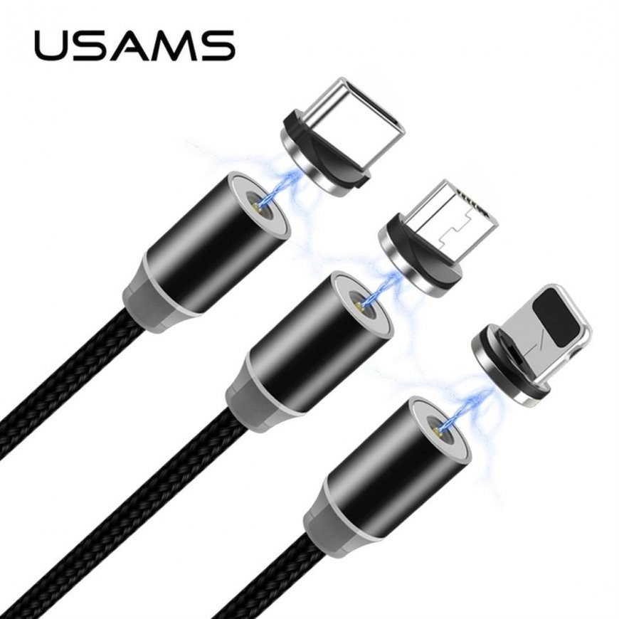USAMS Adapter magnetyczny lightning bulk srebrny|silver