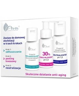 Ava Laboratorium Professional home therapy kit for three-step home exfoliation with lactic acid