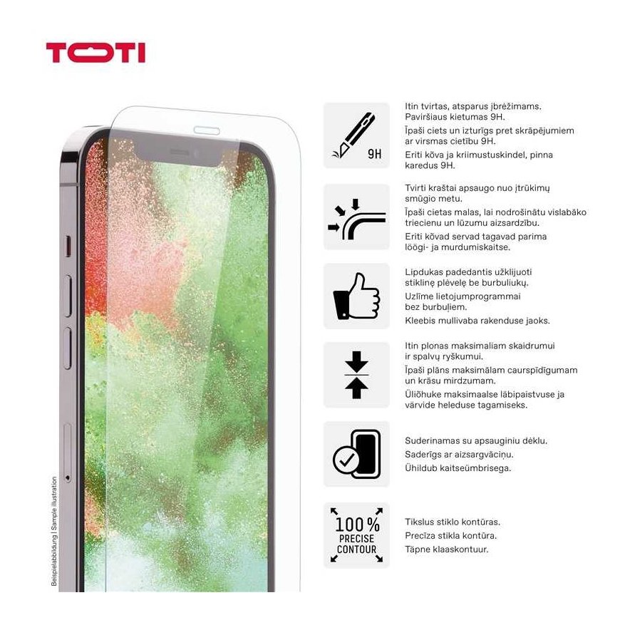 Toti TEMPERED glass 2D screen protector full cover for iPhone 15/15 Pro Transparent (Transparent) – 3