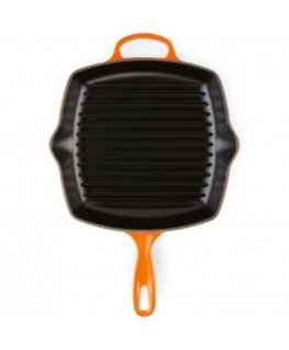 Cast iron grill pan square 26x26cm orange