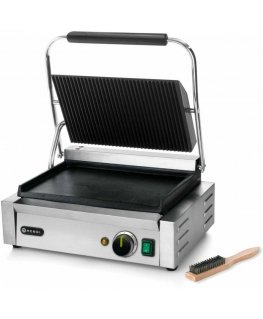 Contact PANINI contact grill, grooved top, smooth bottom, 2200W - Hendi 263662