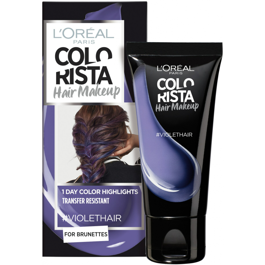 Loreal L'Oreal Paris, Colorista plaukų makiažas, pusiau ilgalaikiai plaukų dažai, VIOLETHAIR, 30 ml moterims – 2