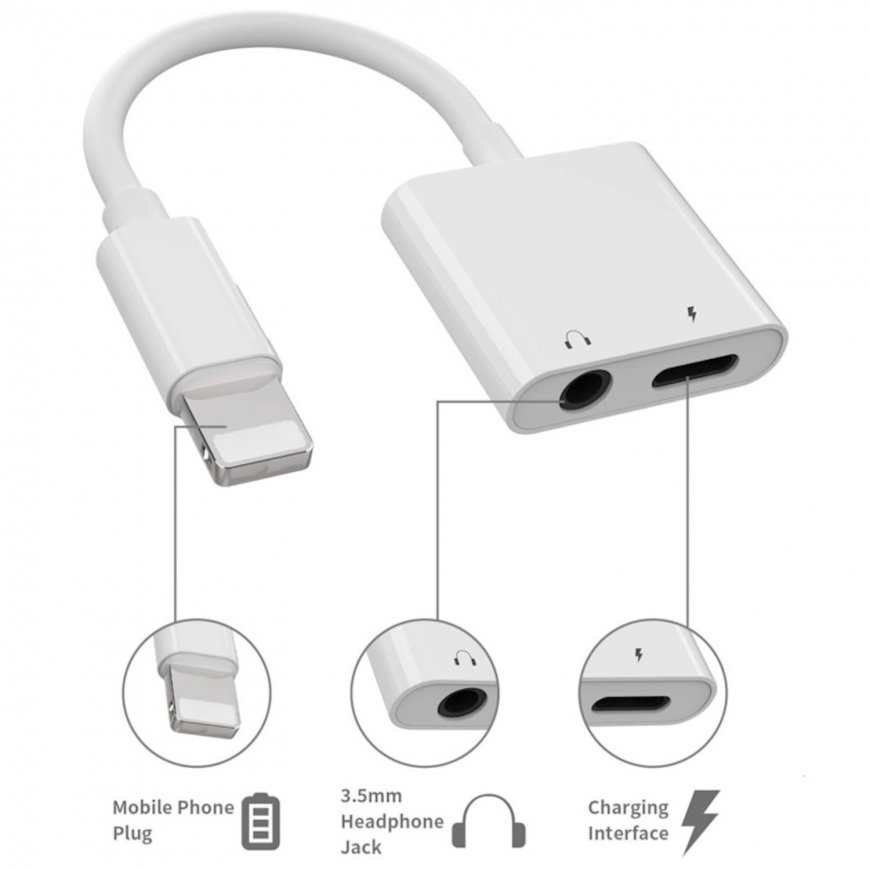 iLike AX7 Topelt Lightning Audio Adapter iPhone jaoks 3,5 mm kõr