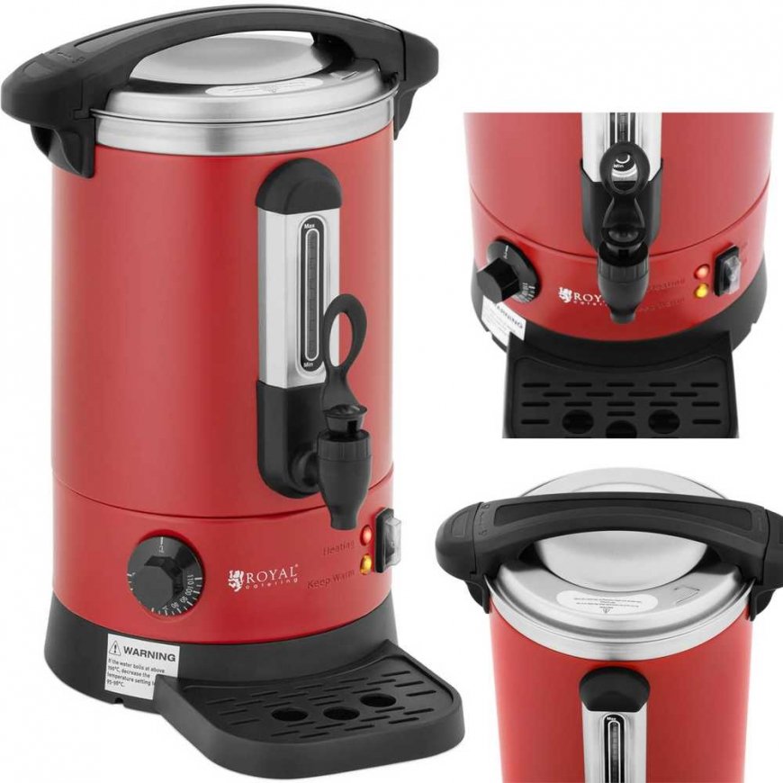 Royal Catering Warnik podgrzewacz do wody with double walls and ociekaczem 6.1 L 1500 W red