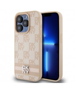 DKNY PU Leather Checkered Pattern and Stripe Case for iPhone 13