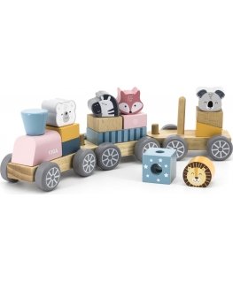 Toy wooden train with animals - PolarB Viga