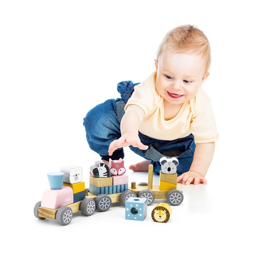 Toy wooden train with animals - PolarB Viga – 3