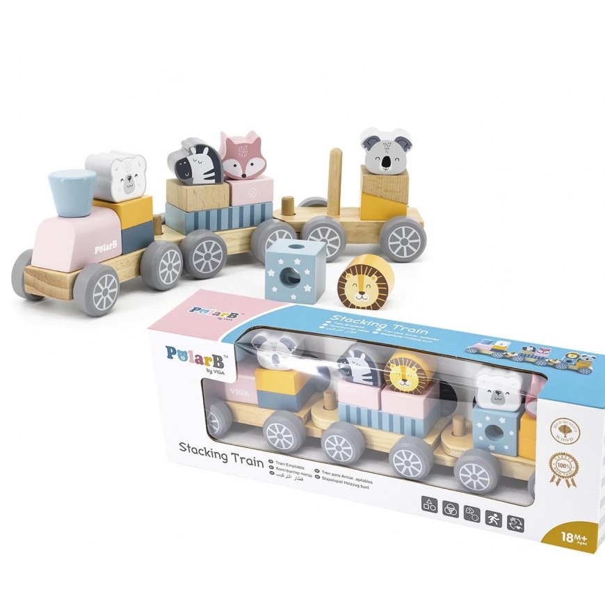 Toy wooden train with animals - PolarB Viga – 4
