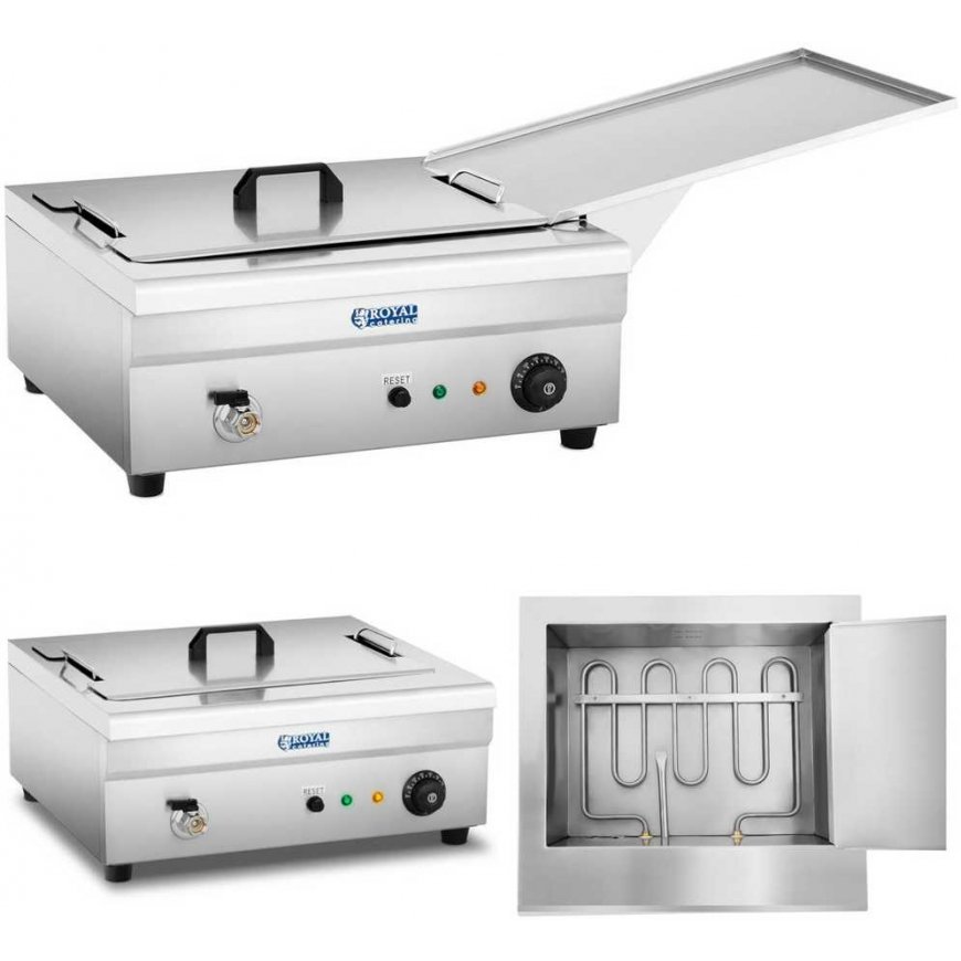 Gruzdintuvė Royal Catering Žuvies spurgų keptuvė su nuvarvėjimo padėklu 3200W 230V 14L