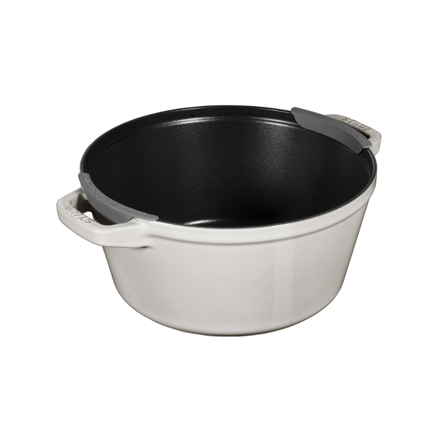 Set of 2 naczyń żeliwnych with lid Staub - 24 cm, White truffle – 4