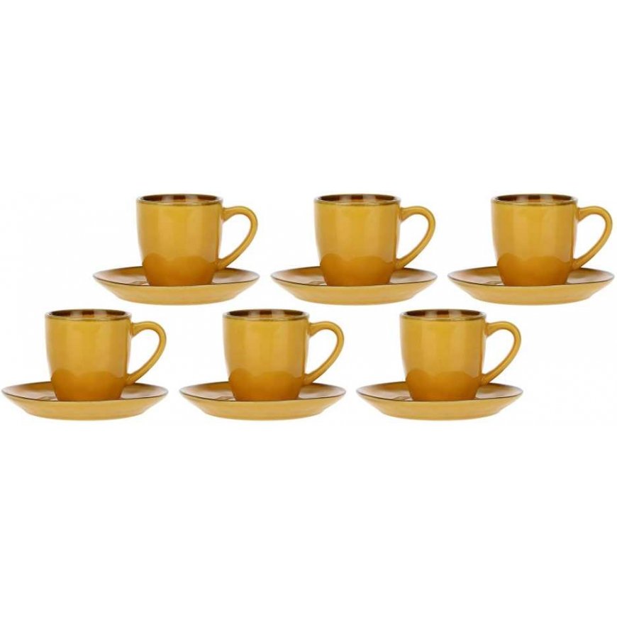 Rose&Tulipani Set of 6 filiżanek do espresso Concerto Ocra - Yellow, 90 ml